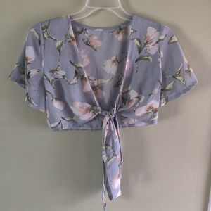 Floral tie front top